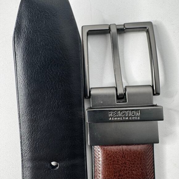 Kenneth Cole Reaction Belt Mens 38-40 Synthetic Brown Black Reversible - Picture 2 of 6